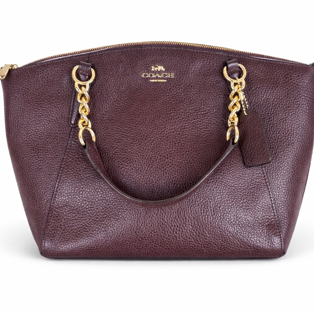 Coach Small Kelsey Satchel in Oxblood burgundy maroon pebbled leather
